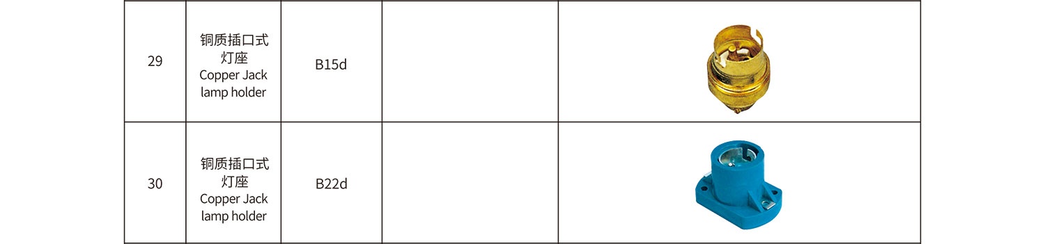 銅質(zhì)插口式燈座-